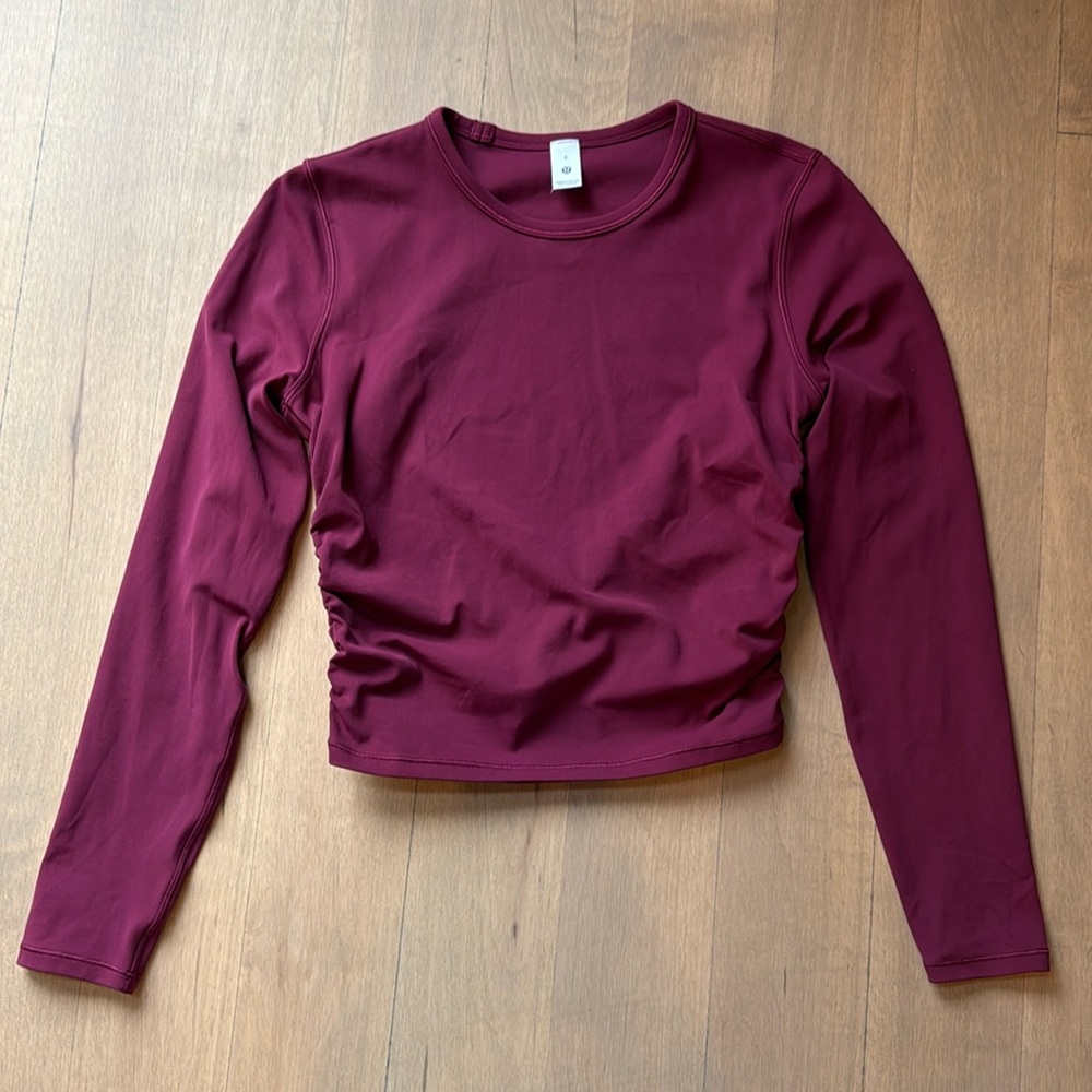 Lululemon All It Takes Long Sleeve ruched crew neck top